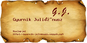 Gyurnik Juliánusz névjegykártya